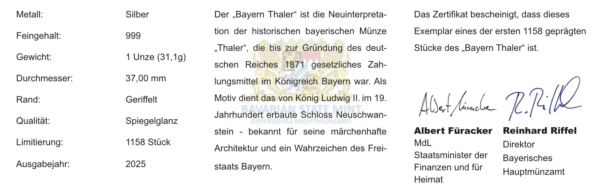 1 Bayern Thaler "1158" – Bild 5