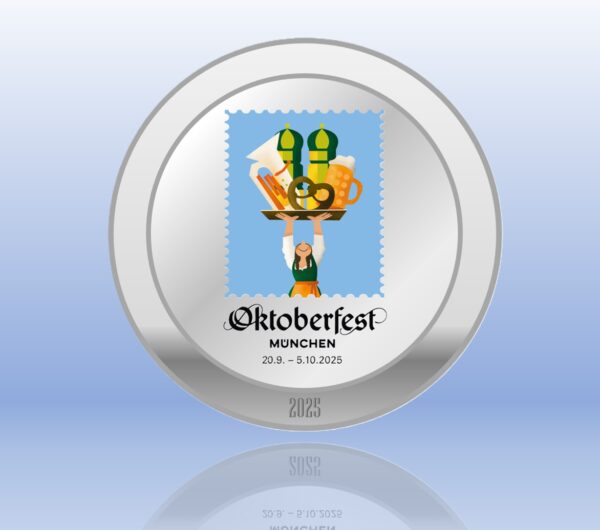 Oktoberfest Medaille 2025 - Feinunze Silber - coloriert