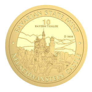 1/10 Unze Feingold 10 Bayern Thaler vor weißem Hintergrund