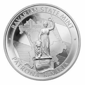 1 Bayern Thaler Silber mit Patrona Bavaria und dem Bayerischen Löwen sowie der Verfassungsrolle