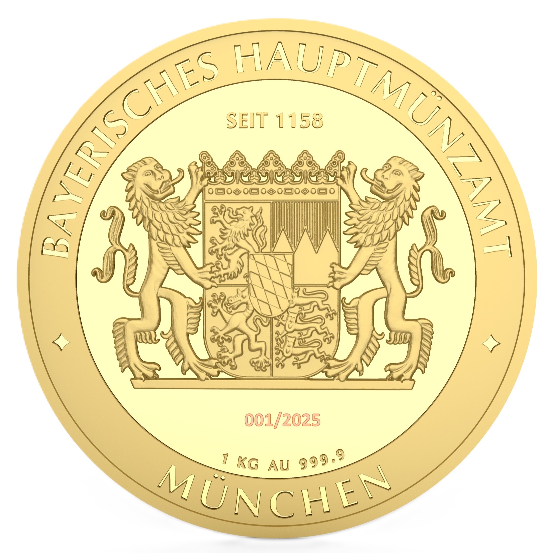 Bayern Thaler 2025 1 kg Au 999,9 Render Rückseite